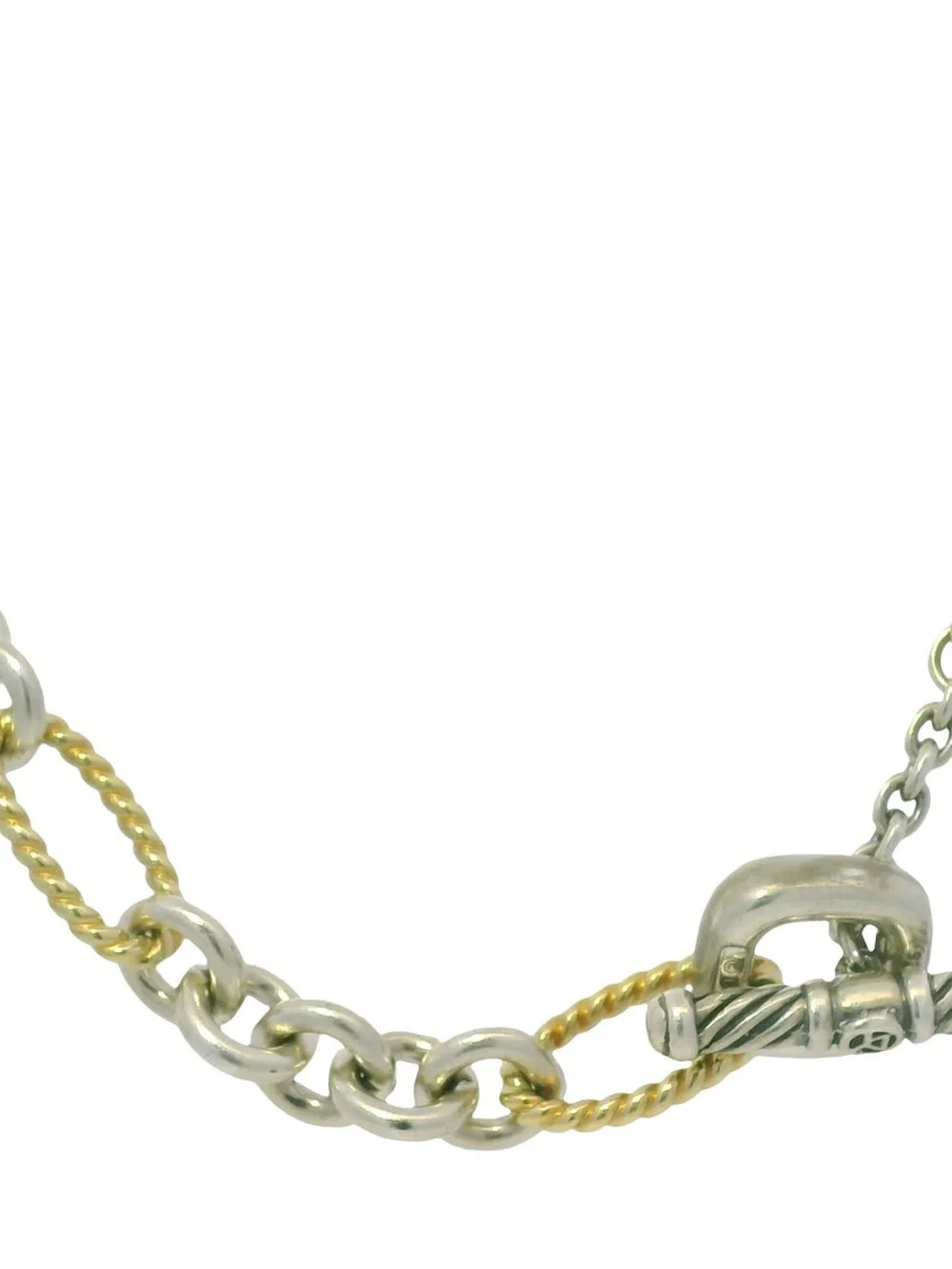 David Yurman 18 K Yellow Gold & Silver Cable- Link Toggle Necklace Choker